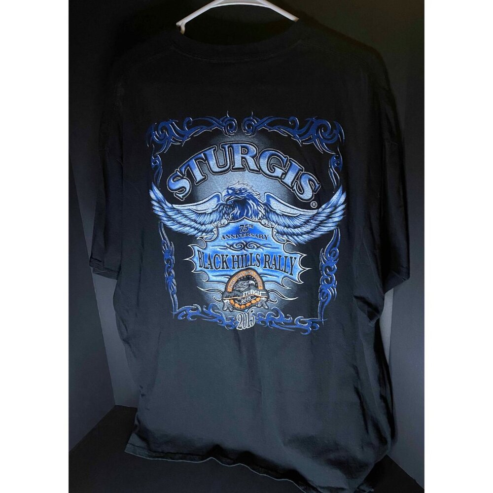 Sturgis 2015 75th Annual Black Hills Motorcycle Rally T-Shirt Mens 2XL Tee Biker